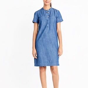 J Crew Cotton Chambray Short Sleeve Shift Dress Women’s 2 Coastal Casual